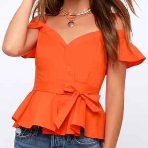 ASTR The Label Orange Wrap Top